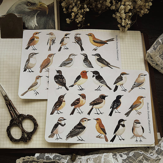 Vintage birds stickers - Decorative ornithology Scrapbook & Journal stickers