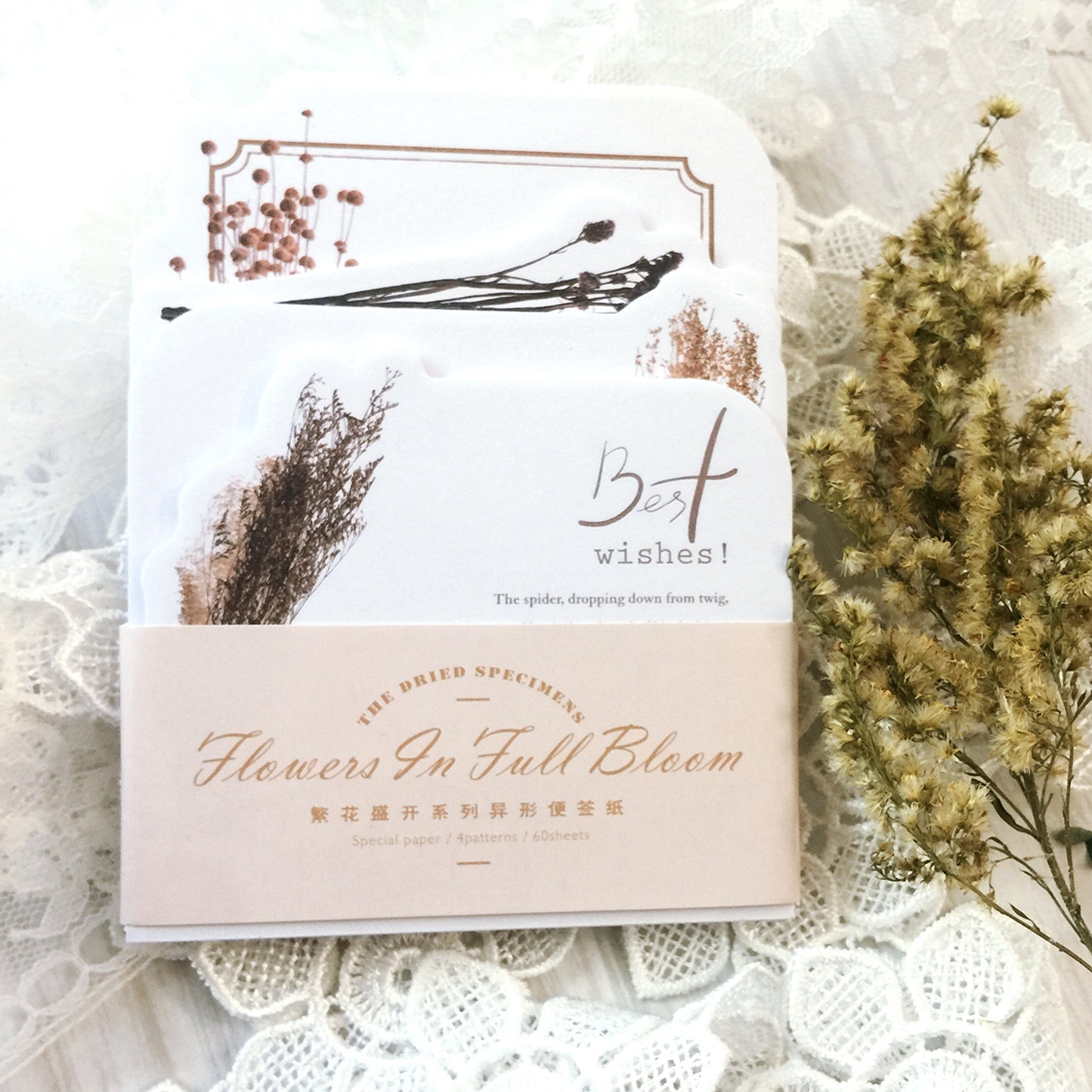 Floral Notes Paper Set, Junk Journal Art, 60pcs