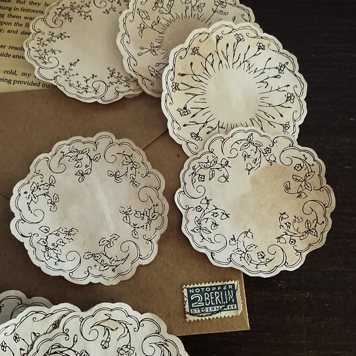 Doilies Tea-Dyed Paper Ephemera:  vintage doily designs Reproductions