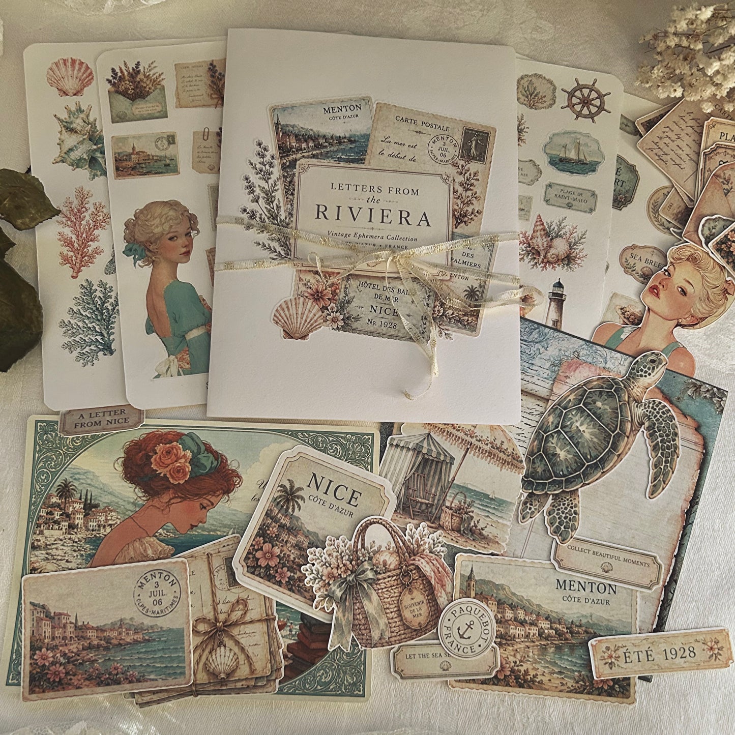 Letters from the Riviera Ephemera Collection | Vintage French Riviera Stickers | Junk Journal Kit | Scrapbooking Ephemera | Memory Keeping Supplies