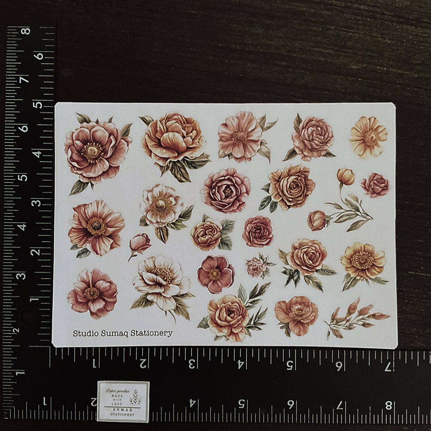 Vintage color pencil inspired florals- Decorative Scrapbook & Journal stickers