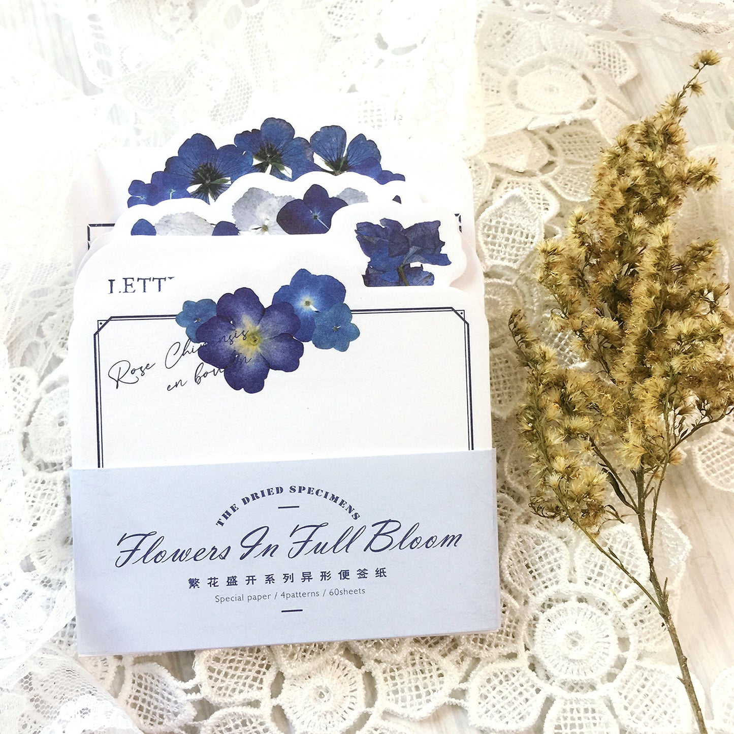 Floral Notes Paper Set, Junk Journal Art, 60pcs