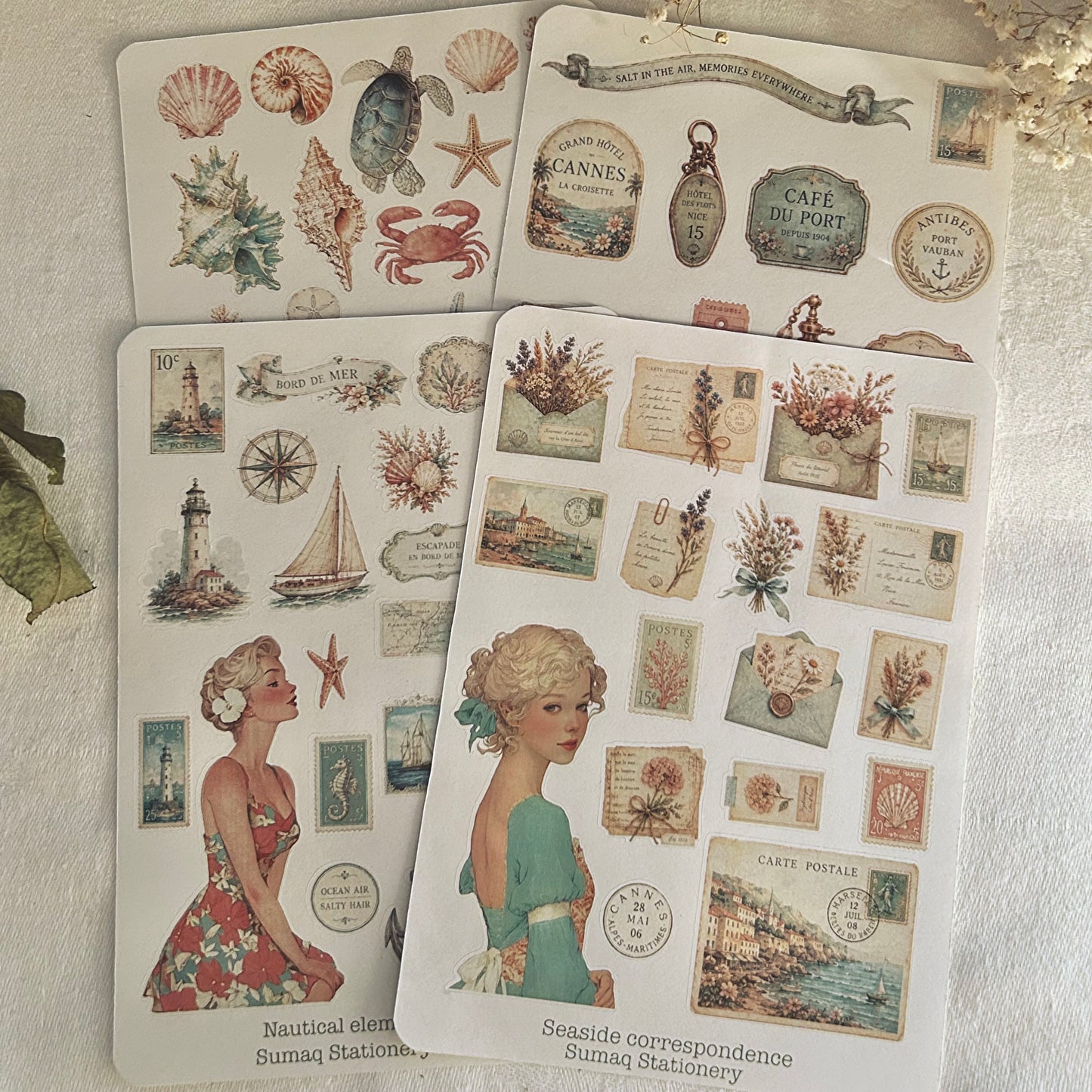 Letters from the Riviera Ephemera Collection | Vintage French Riviera Stickers | Junk Journal Kit | Scrapbooking Ephemera | Memory Keeping Supplies