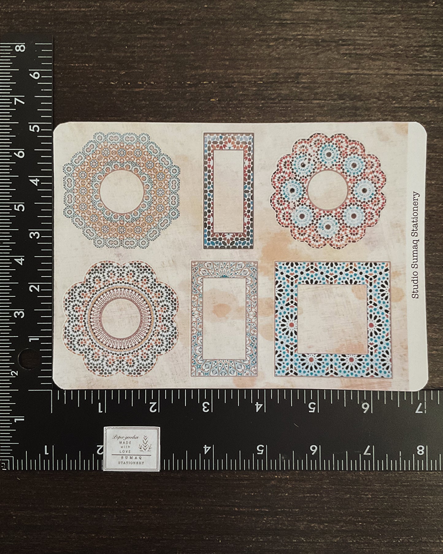 Moroccan labels -Architectural Zellige Pattern Stickers Inspired by Traditional Moroccan Designs | Decorative Scrapbook & Journal stickers