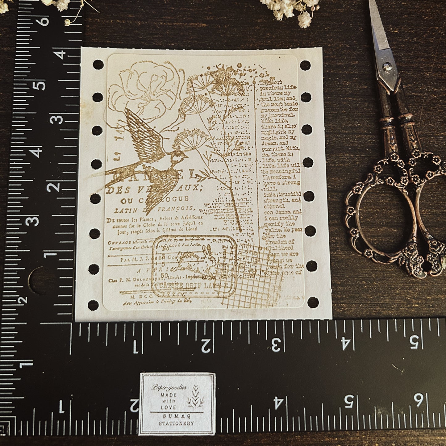 Hand Stamped Vintage Stickers: Brown Junk Journal Set