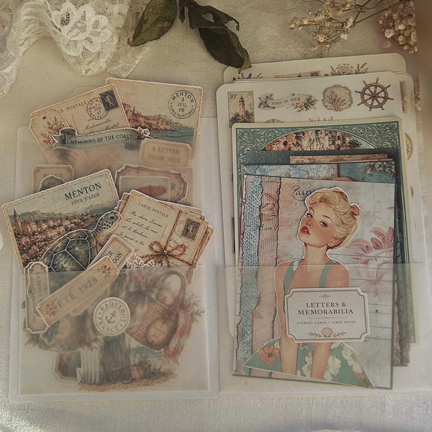 Letters from the Riviera Ephemera Collection | Vintage French Riviera Stickers | Junk Journal Kit | Scrapbooking Ephemera | Memory Keeping Supplies