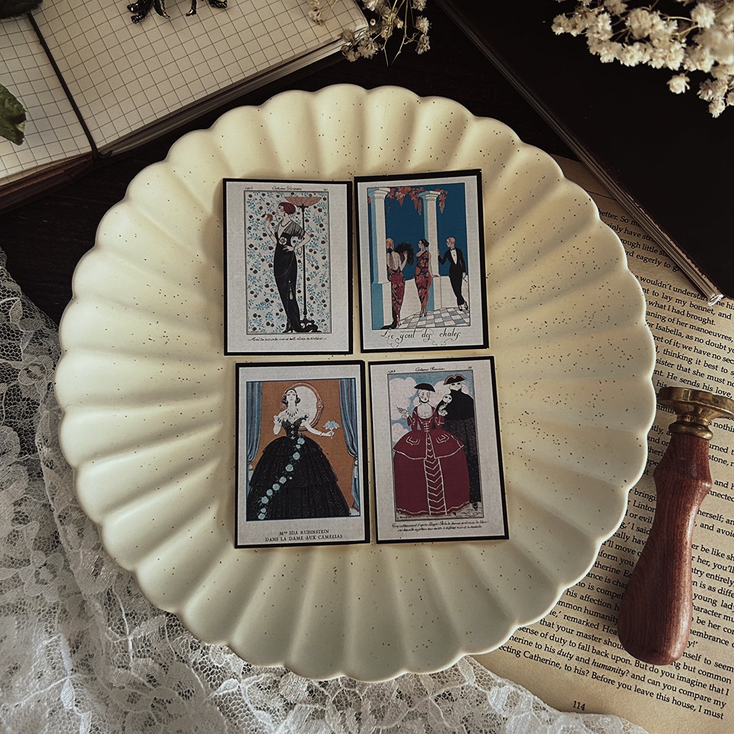 Vintage Fashion Stickers | Art Deco George Barbier Inspired Sticker Set | Journaling and Scrapbooking Supplies | 16 Piece Collection