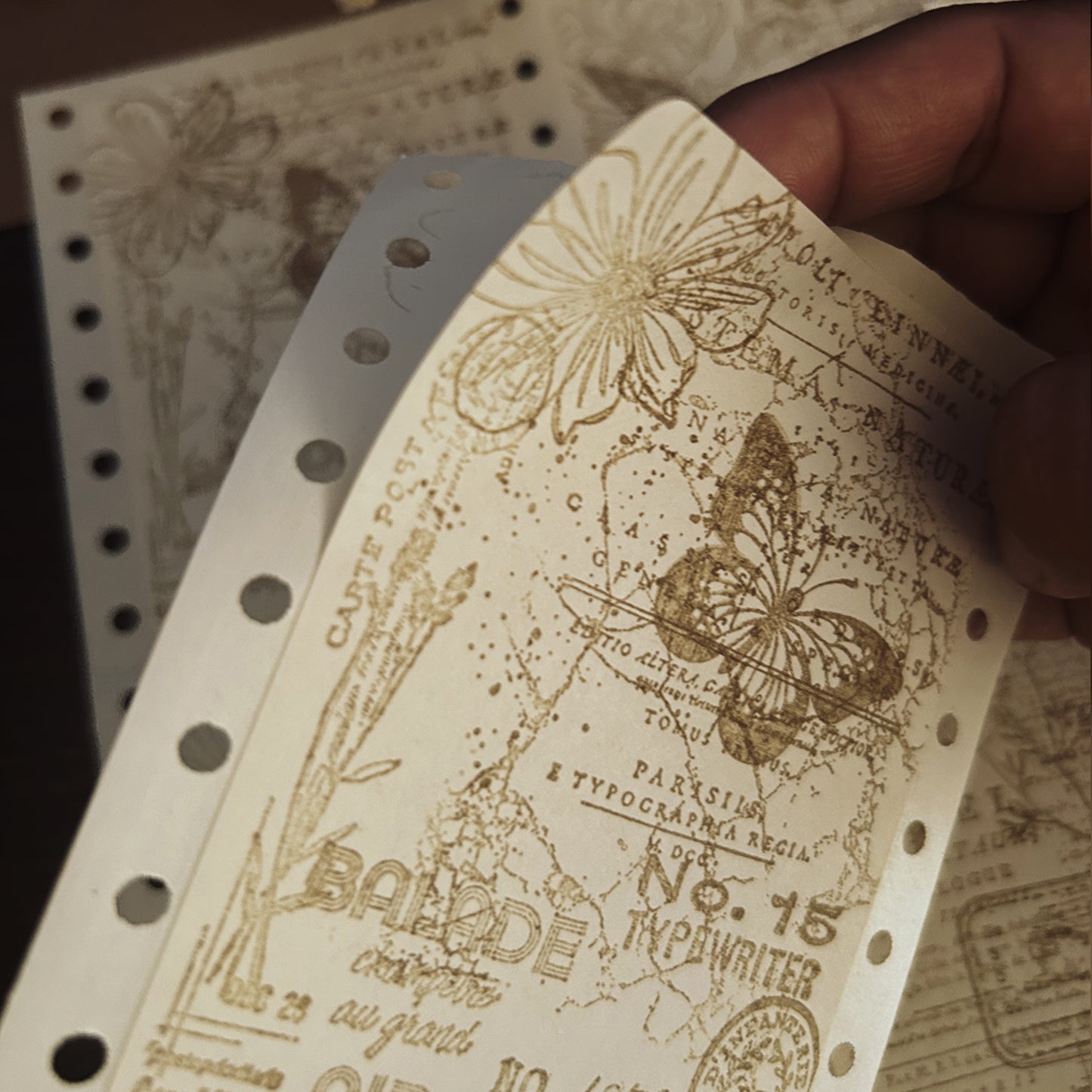 Hand Stamped Vintage Stickers: Brown Junk Journal Set