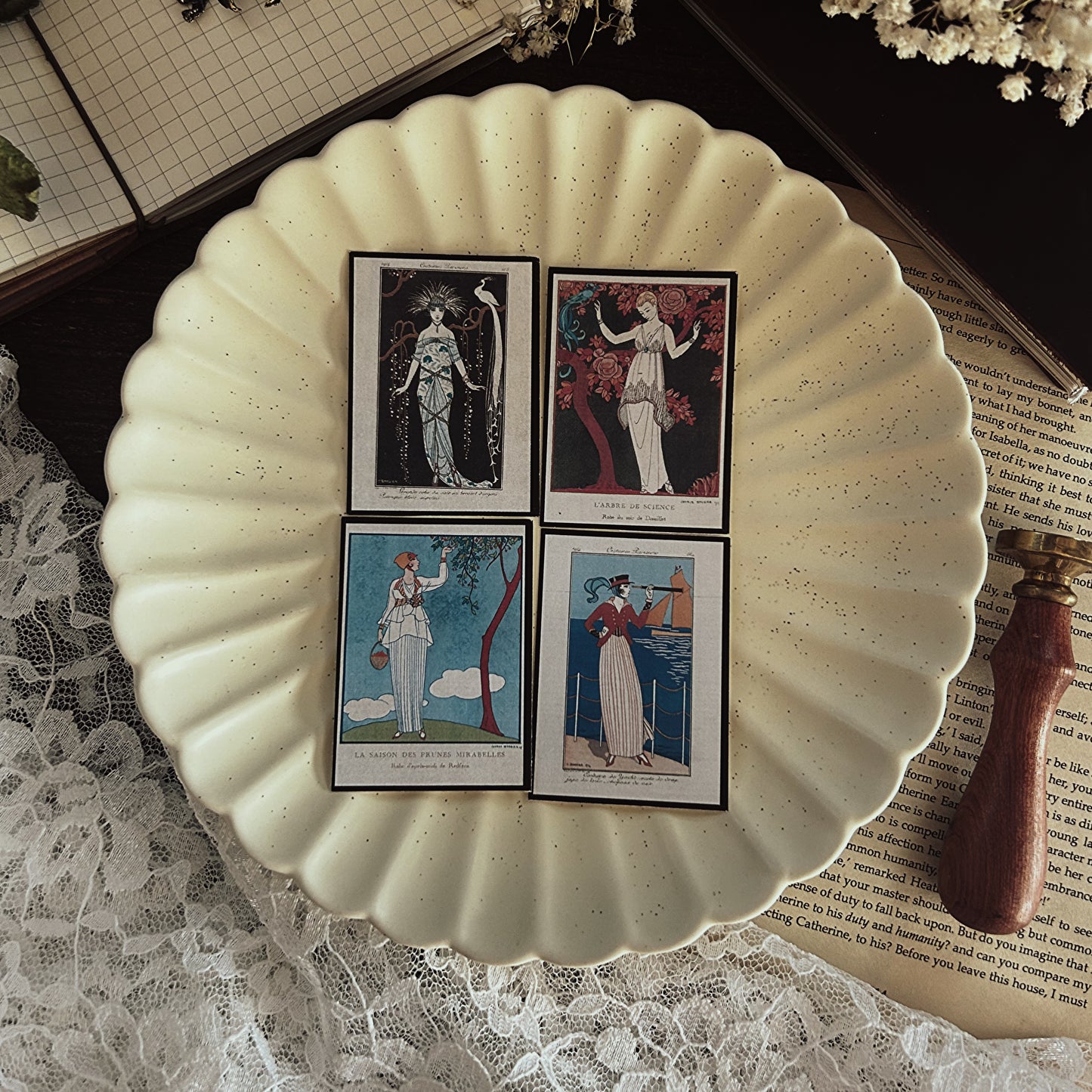 Vintage Fashion Stickers | Art Deco George Barbier Inspired Sticker Set | Journaling and Scrapbooking Supplies | 16 Piece Collection