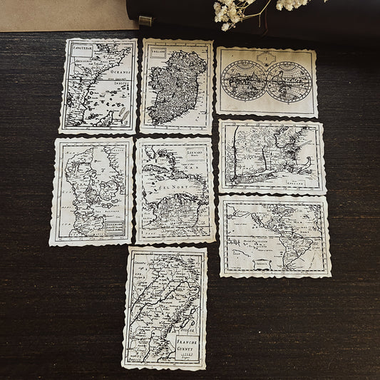 World and European maps Tea-Dyed Paper Ephemera: Vintage maps Reproductions