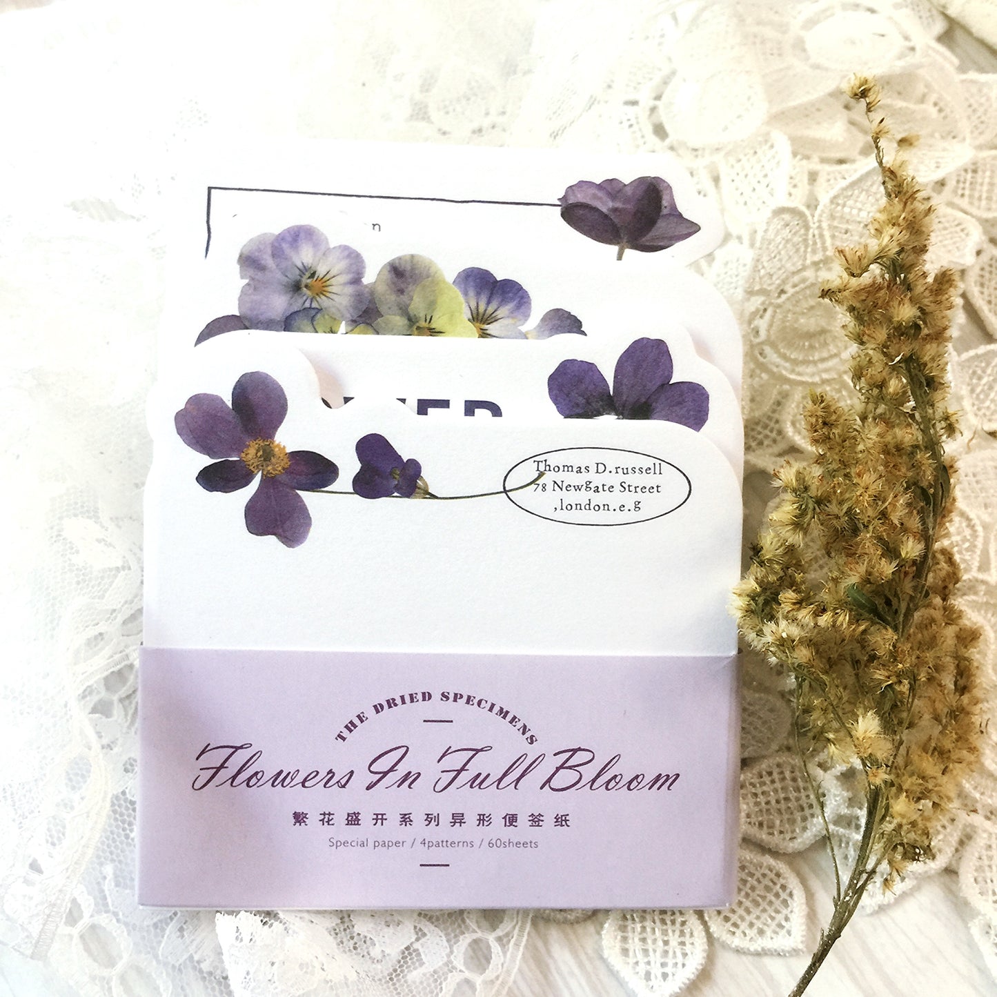 Floral Notes Paper Set, Junk Journal Art, 60pcs