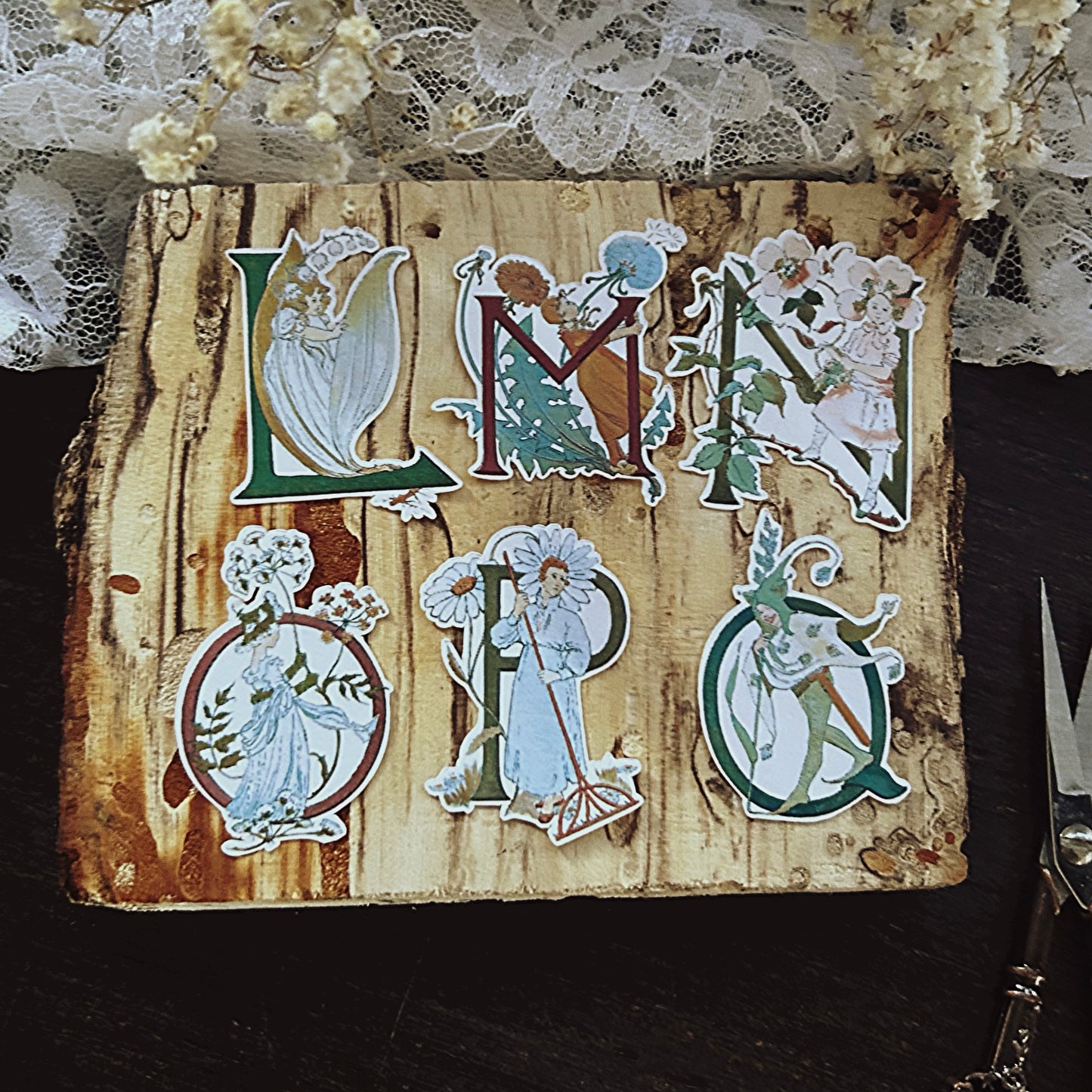 Vintage Alphabet Stickers: 26-Piece Antique German Art Set