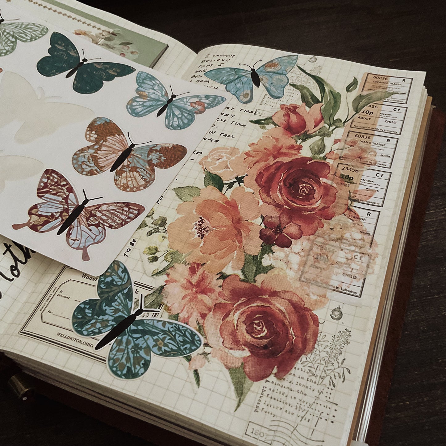 Vintage Morris butterflies - Decorative Scrapbook & Journal stickers