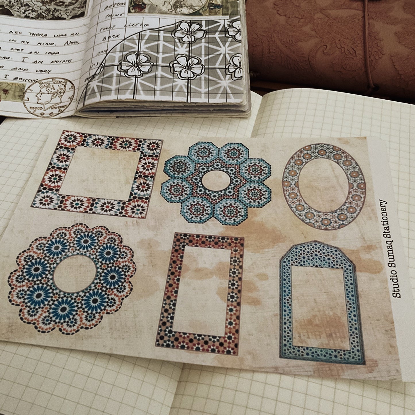 Moroccan labels -Architectural Zellige Pattern Stickers Inspired by Traditional Moroccan Designs | Decorative Scrapbook & Journal stickers