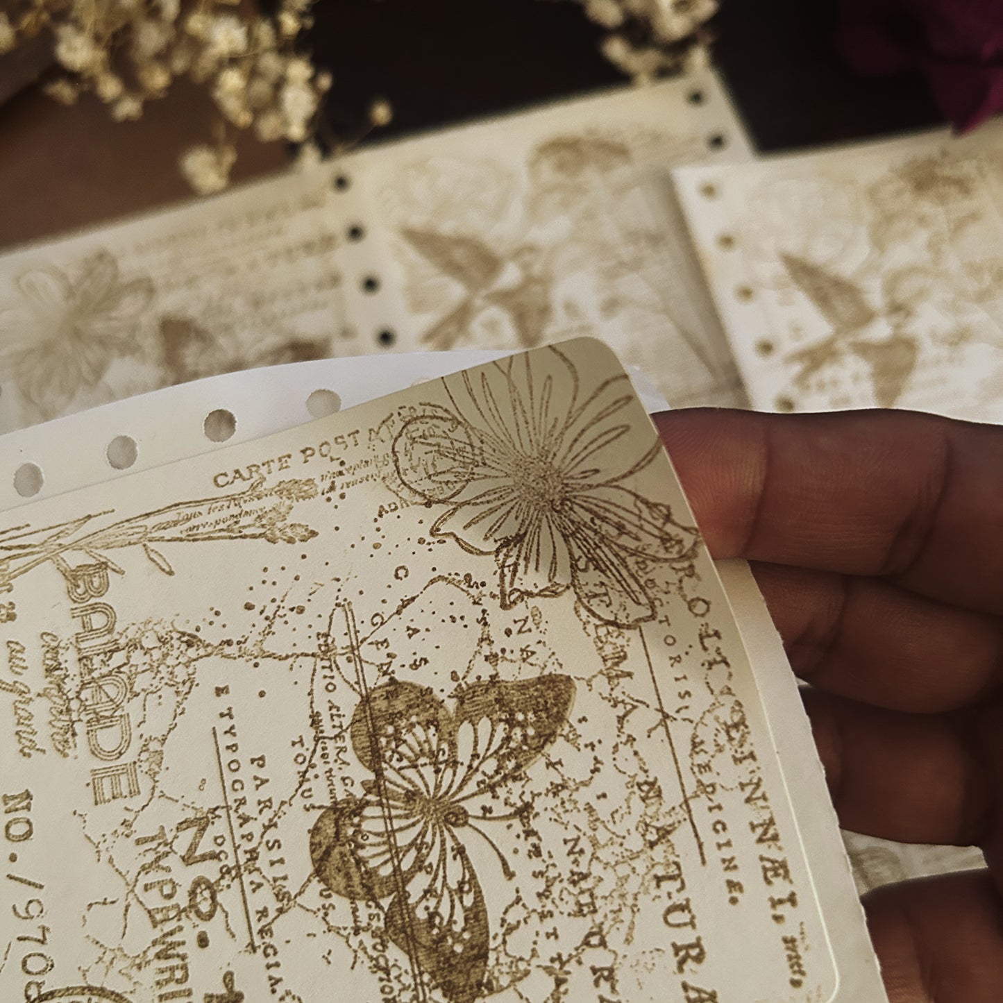 Hand Stamped Vintage Stickers: Brown Junk Journal Set