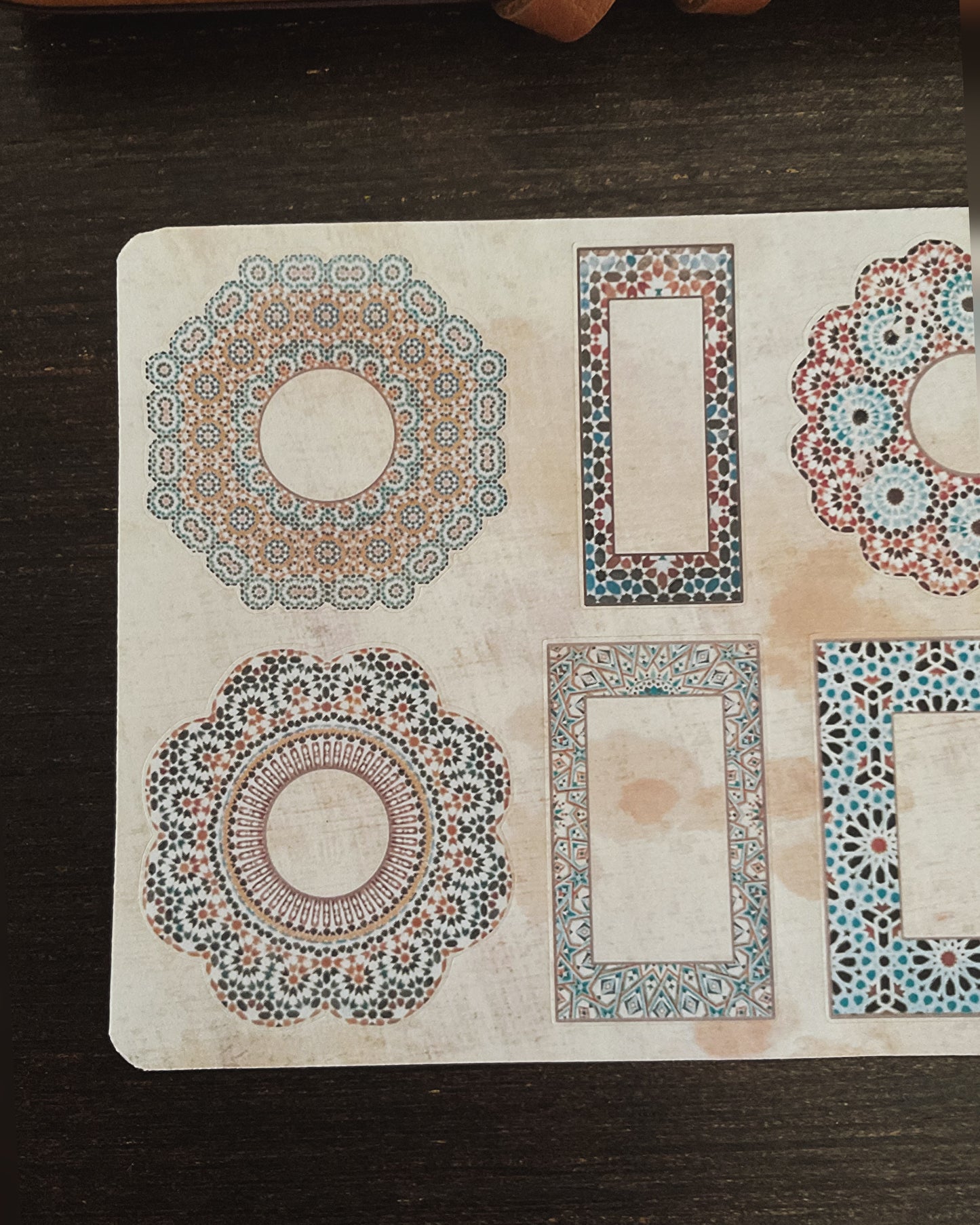 Moroccan labels -Architectural Zellige Pattern Stickers Inspired by Traditional Moroccan Designs | Decorative Scrapbook & Journal stickers
