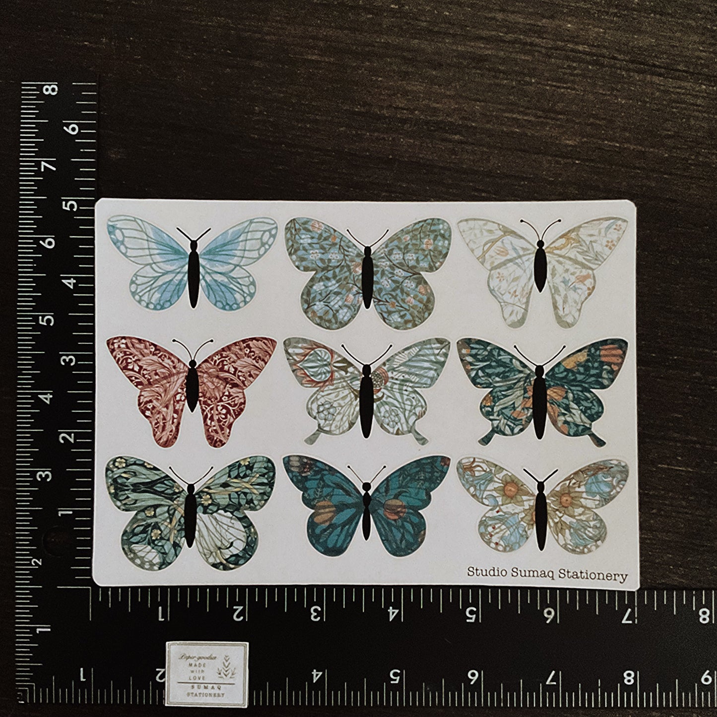 Vintage Morris butterflies - Decorative Scrapbook & Journal stickers