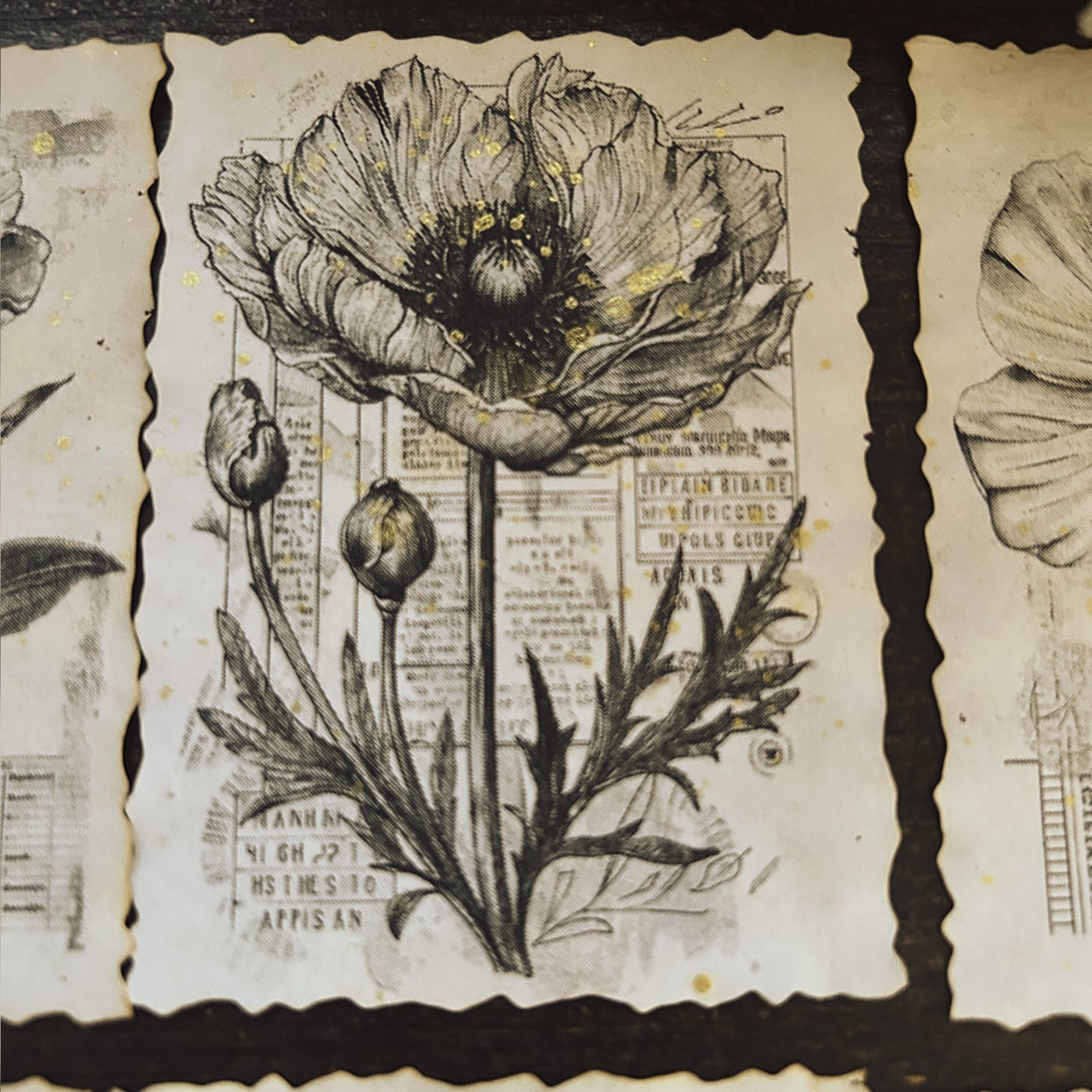 Tea-Stained Floral Ephemera: Gold Splashed Paper Flowers for Junk Journals