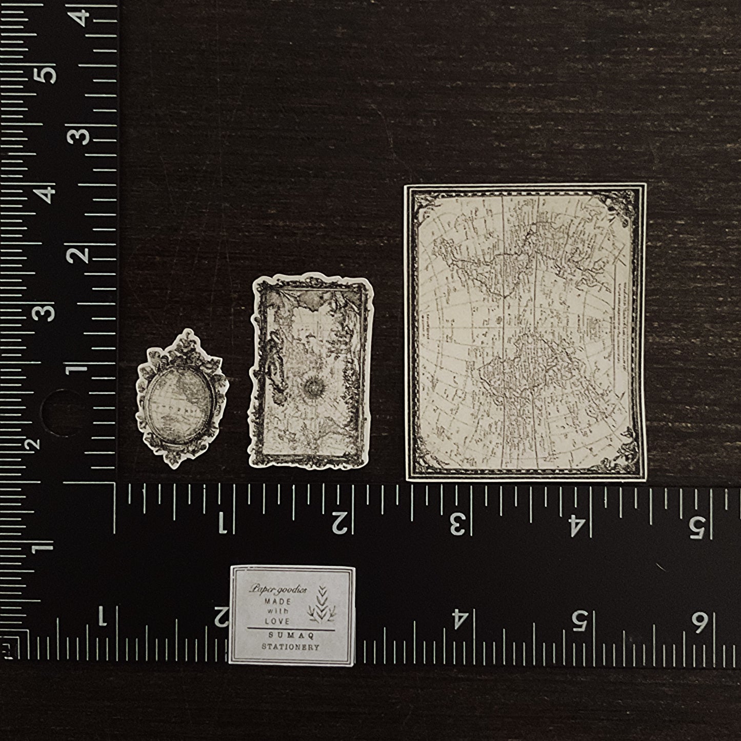 27 pieces set. Cartography inspired sticker flakes, Art Journal Stickers, tea-dyed look stickers