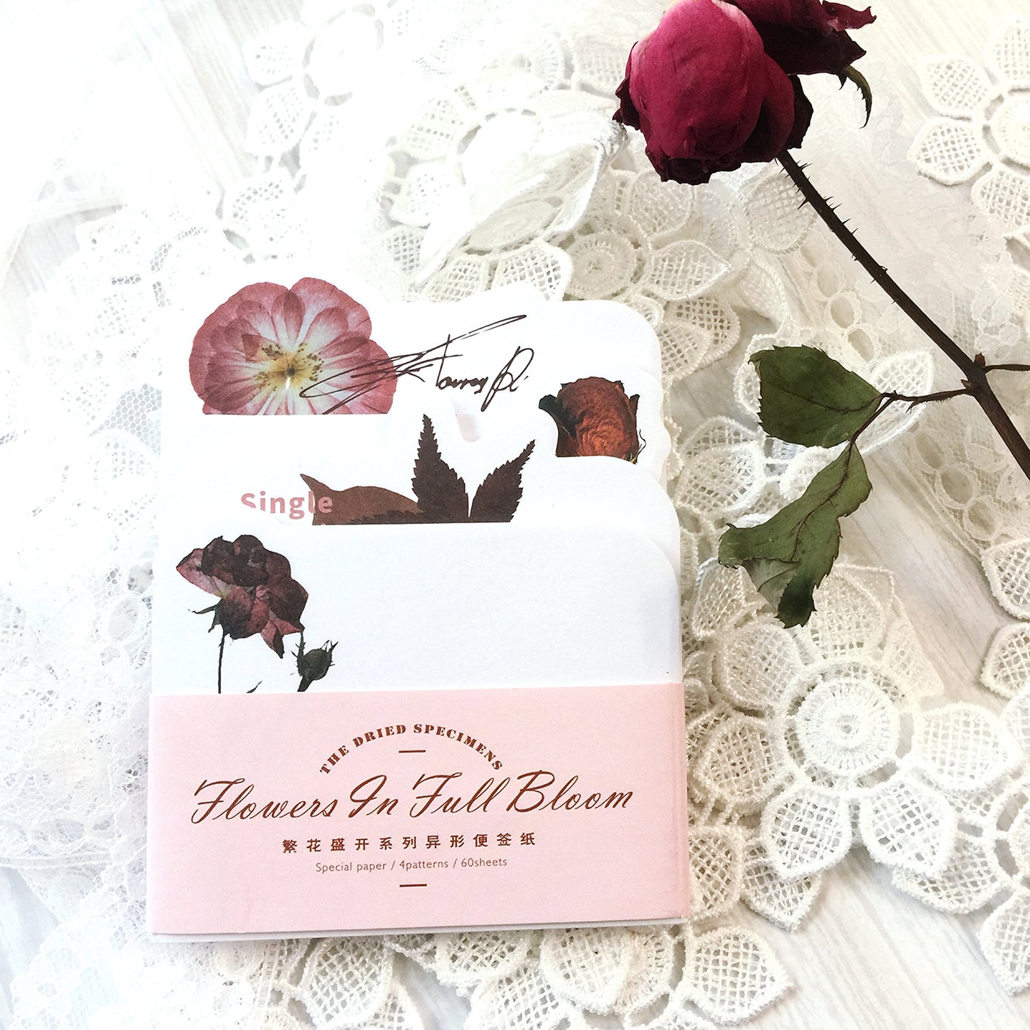 Floral Notes Paper Set, Junk Journal Art, 60pcs