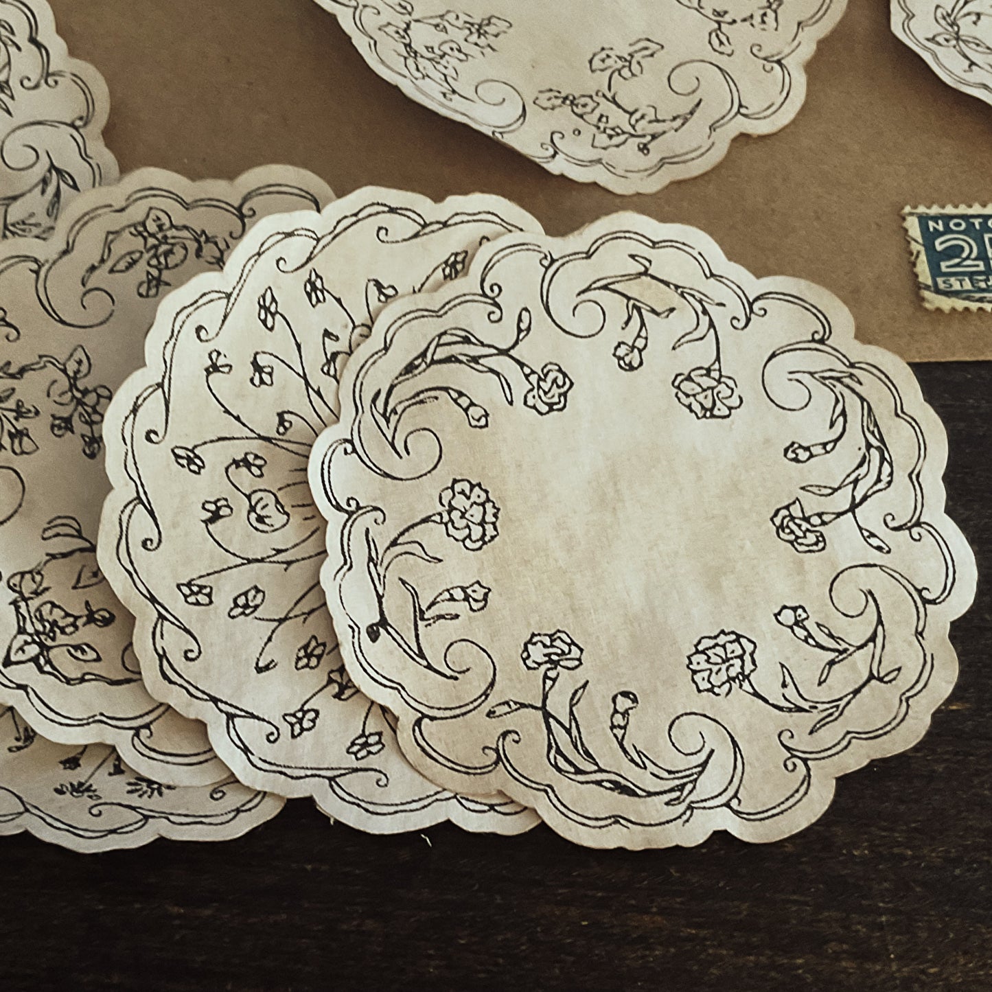 Doilies Tea-Dyed Paper Ephemera:  vintage doily designs Reproductions