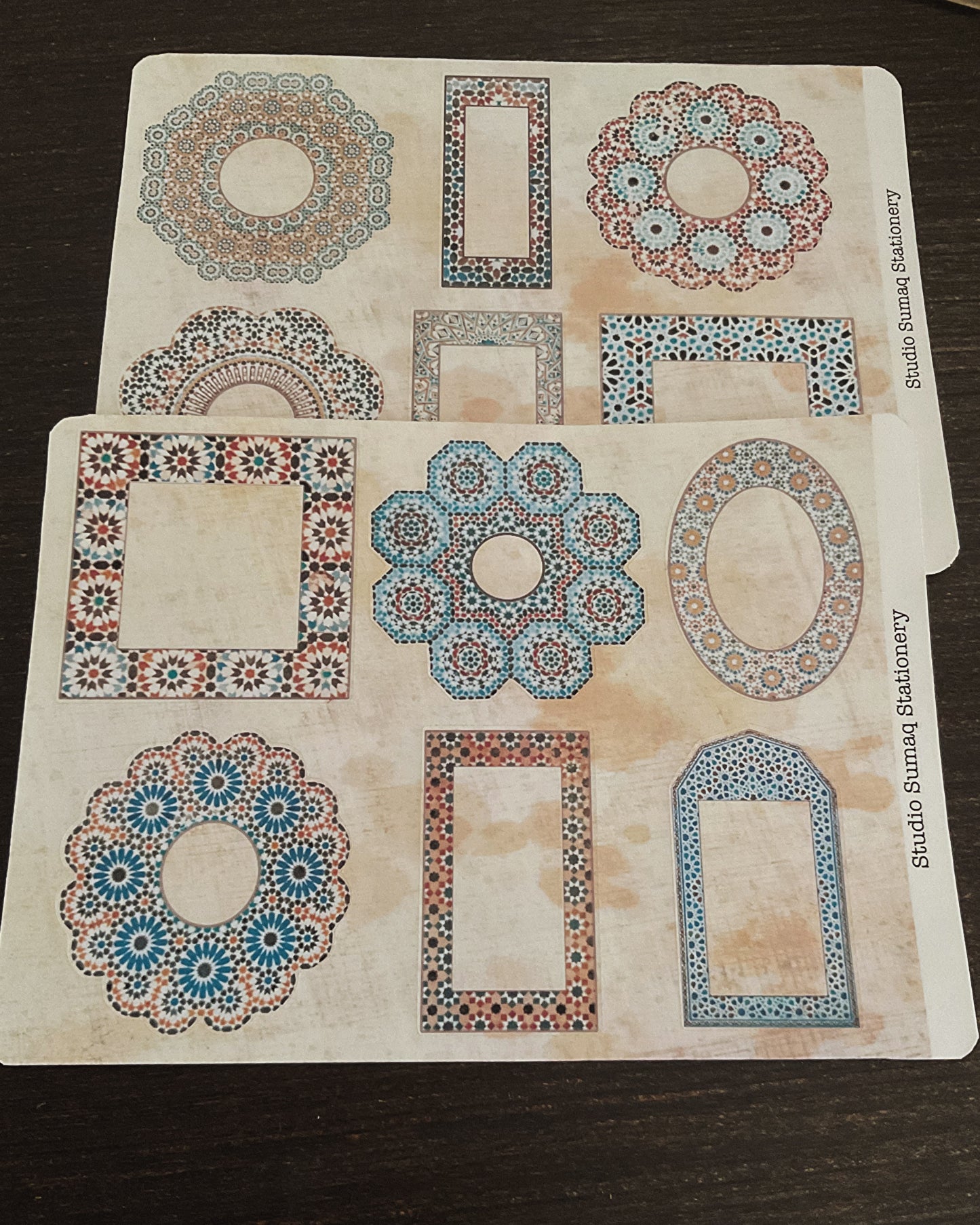 Moroccan labels -Architectural Zellige Pattern Stickers Inspired by Traditional Moroccan Designs | Decorative Scrapbook & Journal stickers