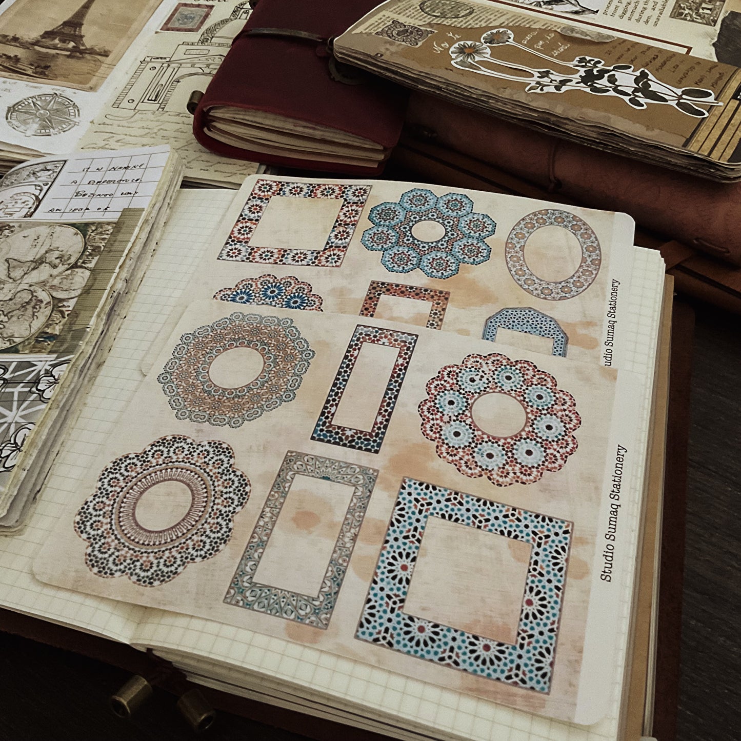 Moroccan labels -Architectural Zellige Pattern Stickers Inspired by Traditional Moroccan Designs | Decorative Scrapbook & Journal stickers