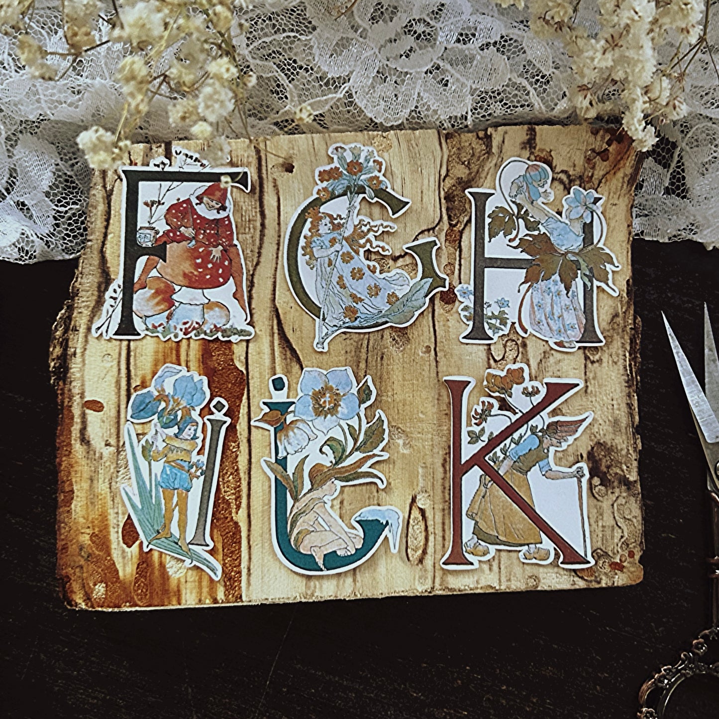 Vintage Alphabet Stickers: 26-Piece Antique German Art Set