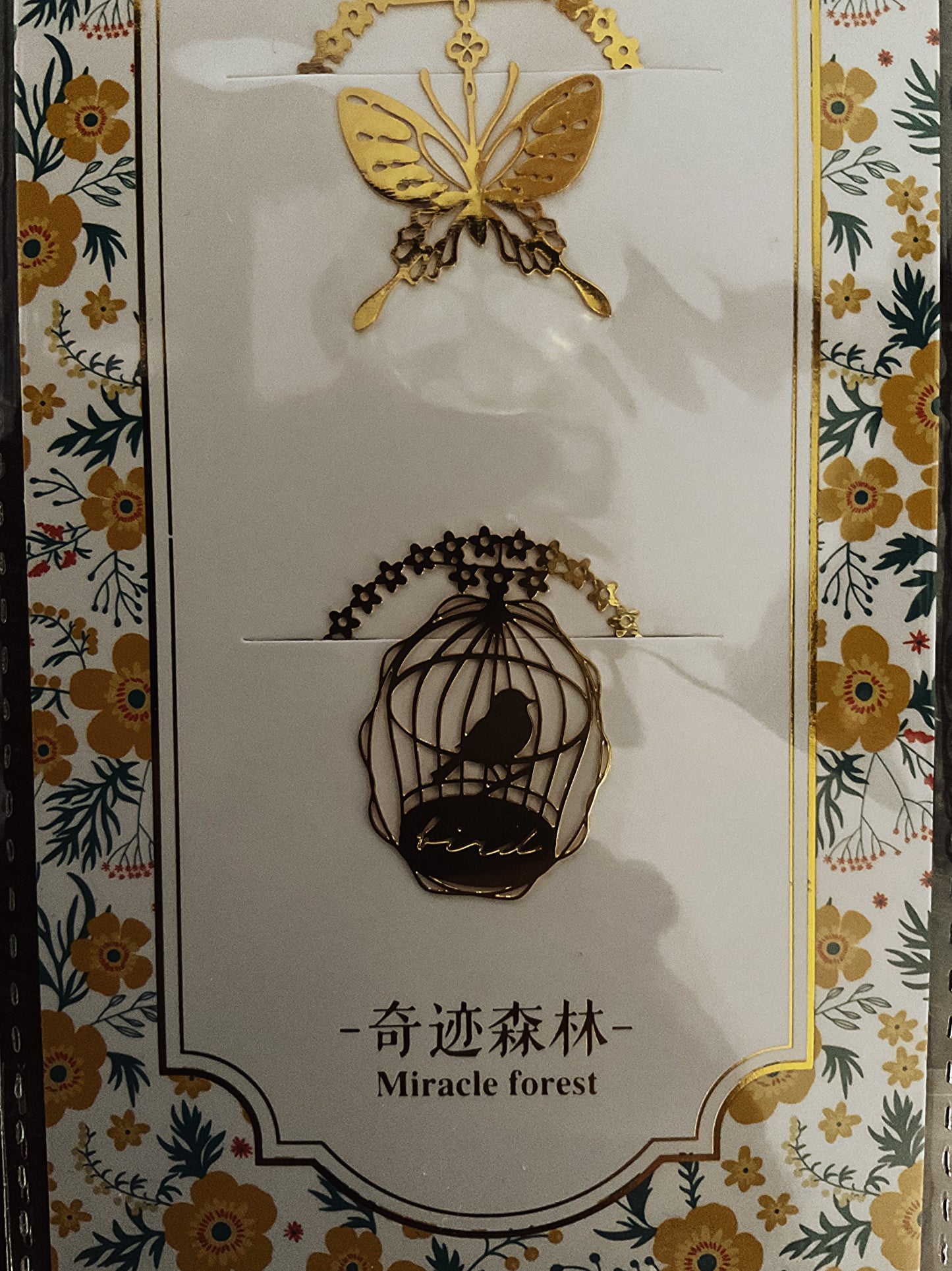Gold-Tone Metal Bookmark Set | Butterfly, Deer, Bird Cage