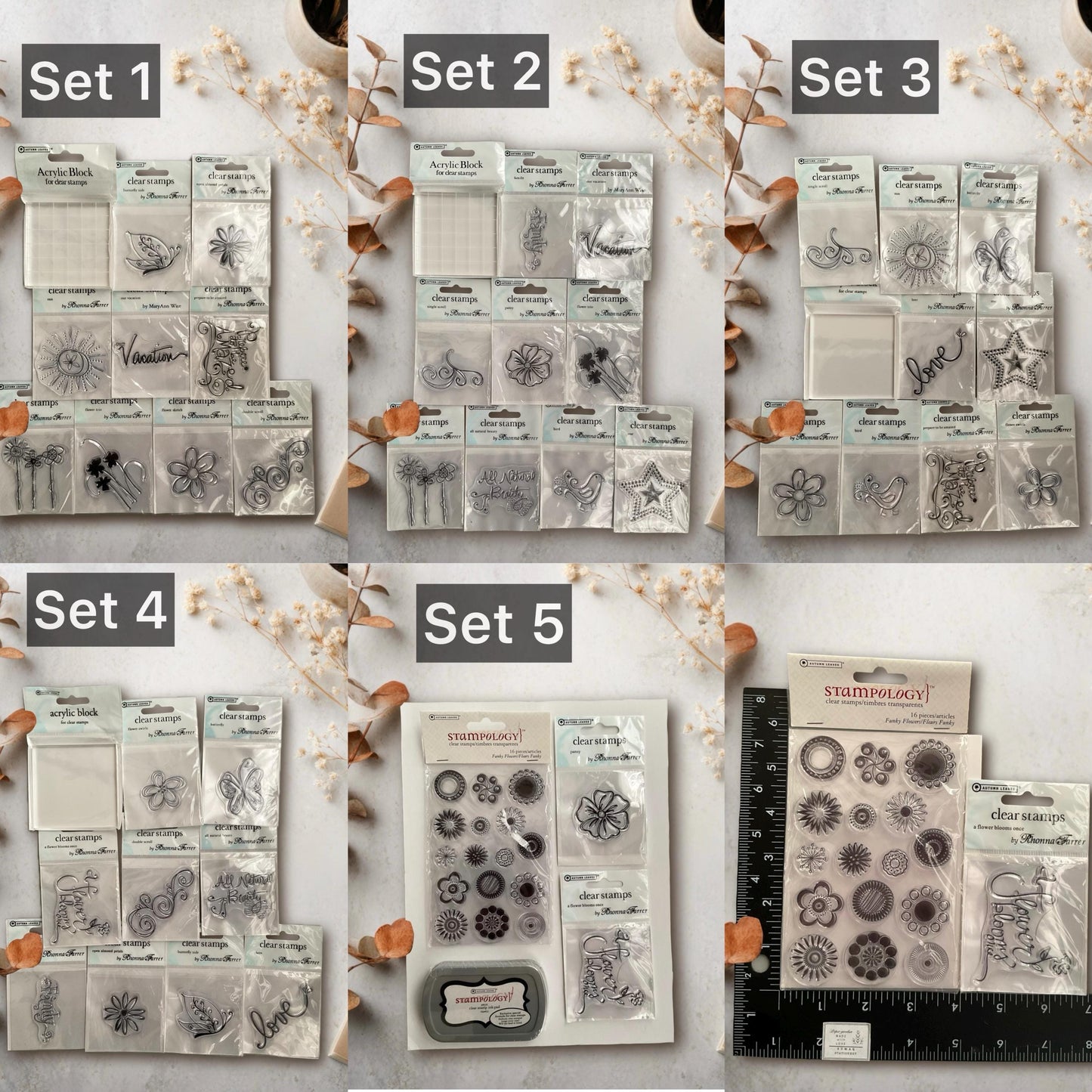 Clear Stamp Set: Acrylic Block, Ink Pad Bundle for Journaling