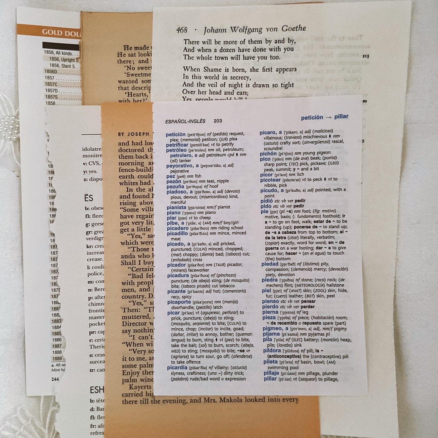 Assorted Vintage Book Pages: Antique Paper Ephemera for Junk Journals - 100 pcs