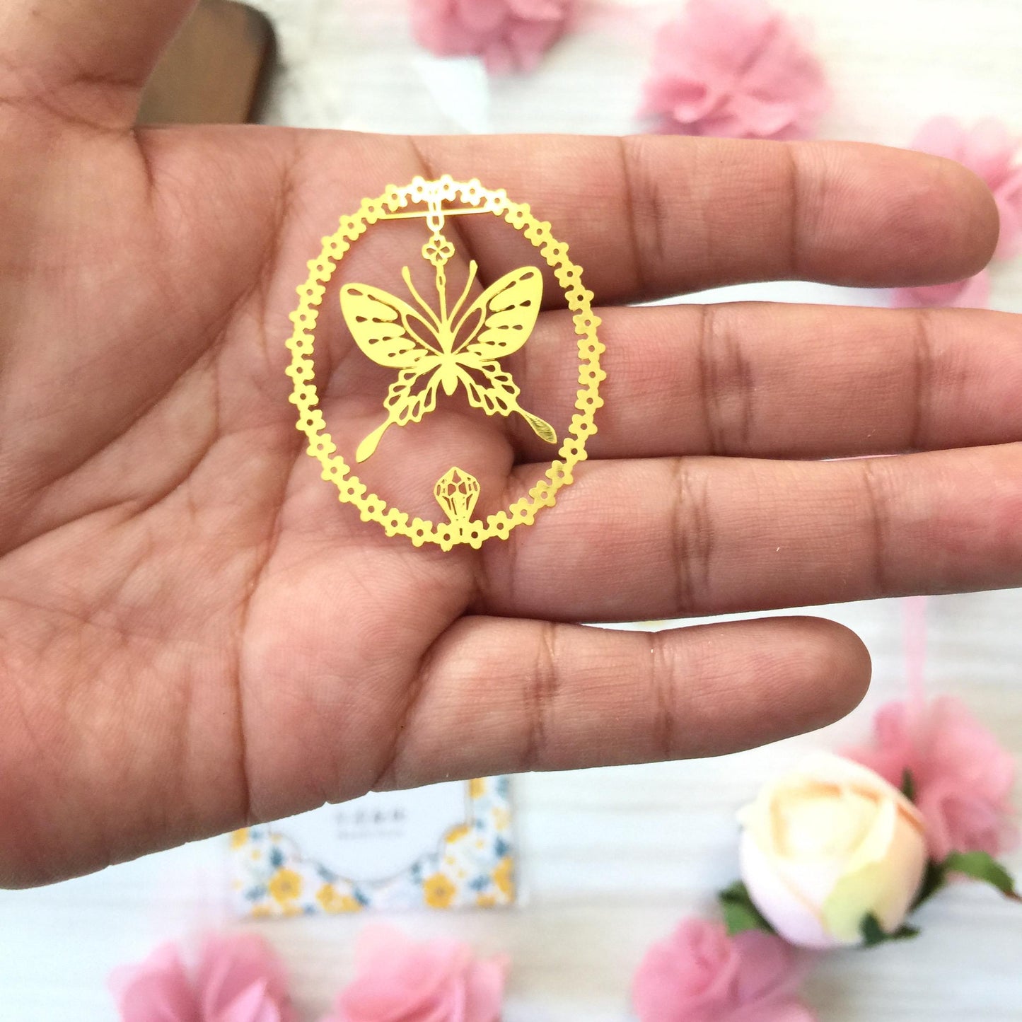 Gold-Tone Metal Bookmark Set | Butterfly, Deer, Bird Cage