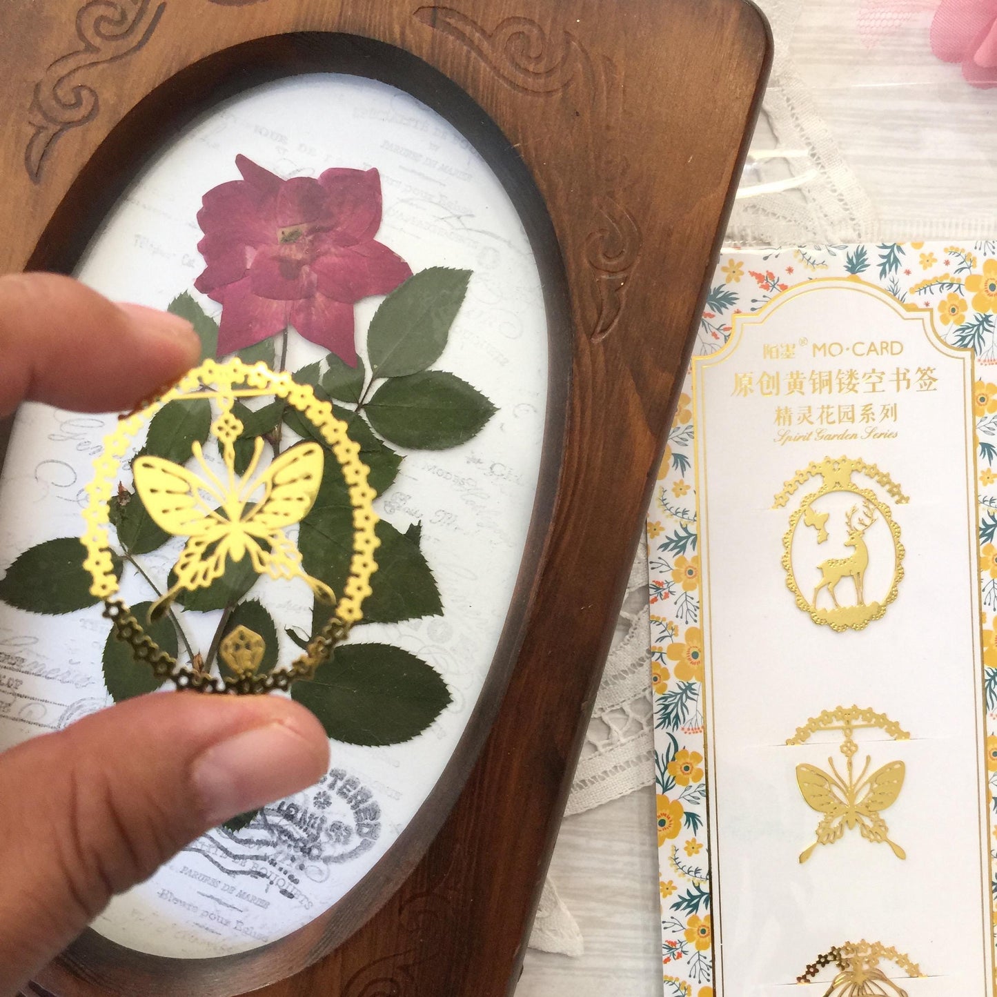 Gold-Tone Metal Bookmark Set | Butterfly, Deer, Bird Cage